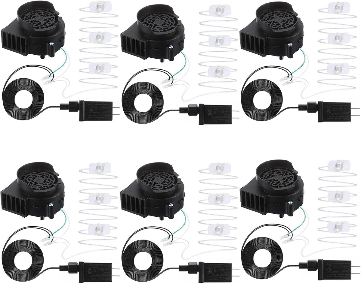 Hiboom 6 Pack Inflatable Replacement Fan Blower Kit, 12V 1.2A / 12v 1.2a Blowers with 12v 1.5a Adapters and