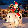 6 FT Christmas Inflatable Santa Riding Polar Bear, Built-in LED Lights, Outdoor Yard Lawn Garden Holiday