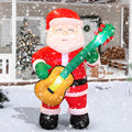 6.5 FT Christmas Inflatable Santa Claus with Guitar, Blow Up Santa Christmas Decorations Outdoor, Unique