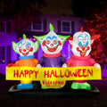 BLOWOUT FUN 6ft Long Halloween Inflatable Three Killer Clowns Decoration / Build in Lights Blow up Decor for