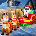 8 Ft Long Christmas Inflatables Black Santa Claus On Sleigh with Reindeer / Christmas Blow up with Gift