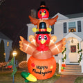 9.8FT Thanksgiving Inflatable Turkey on Pumpkin with LEDs Outdoor Decor / Durable waterproof material with