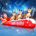 12 FT Christmas Inflatable Santa Claus on Sleigh with 3 Reindeers Outdoor Decorations, Giant Christmas Blow