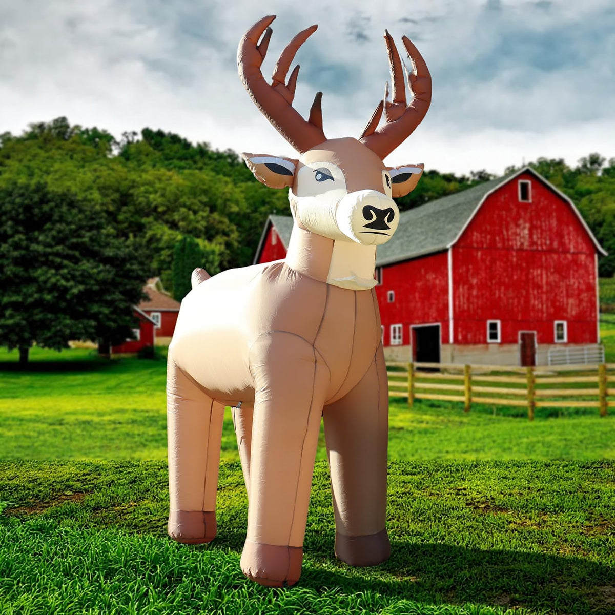 8FT Reindeer Inflatables Christmas Farm, Ranch Blow up Animals Decorations, Holiday Winter Inflatable Decor,