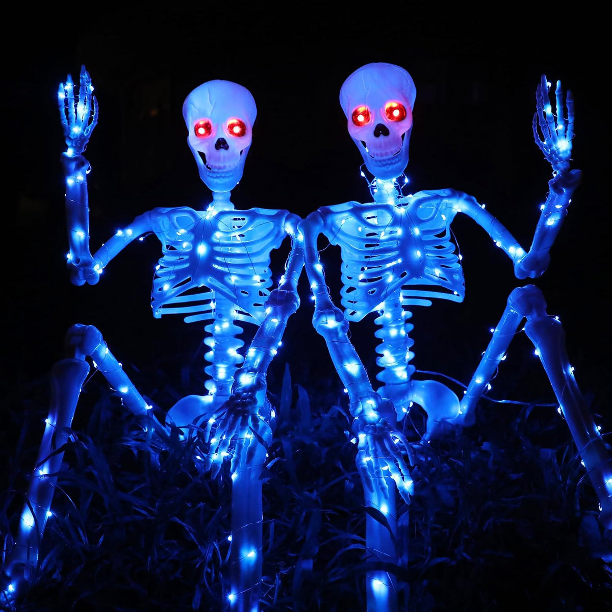 Starweeks Halloween Decorations Outdoor Skeletons Set - 2 Pack 36" (90cm) Light Up Skeleton with LED Lights